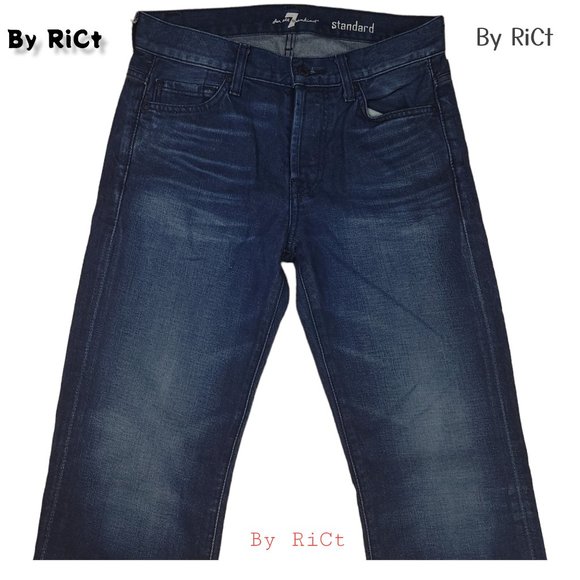 7 For All Mankind Standard Men's Jeans Size 28x34 Blue Denim Low Rise Buttons - Picture 6 of 9